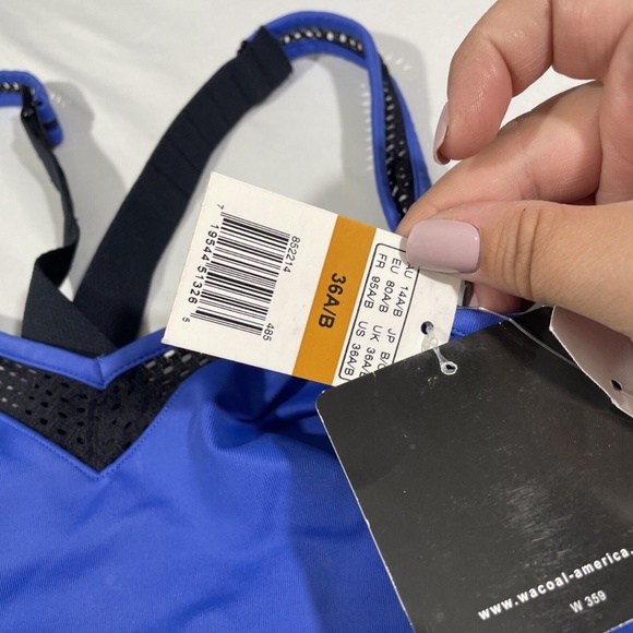 NWT Wacoal [ 36 A/B ] Impact Mesh Cross Back Sports Bra in Dazzling Blue‎ - Picture 6 of 12